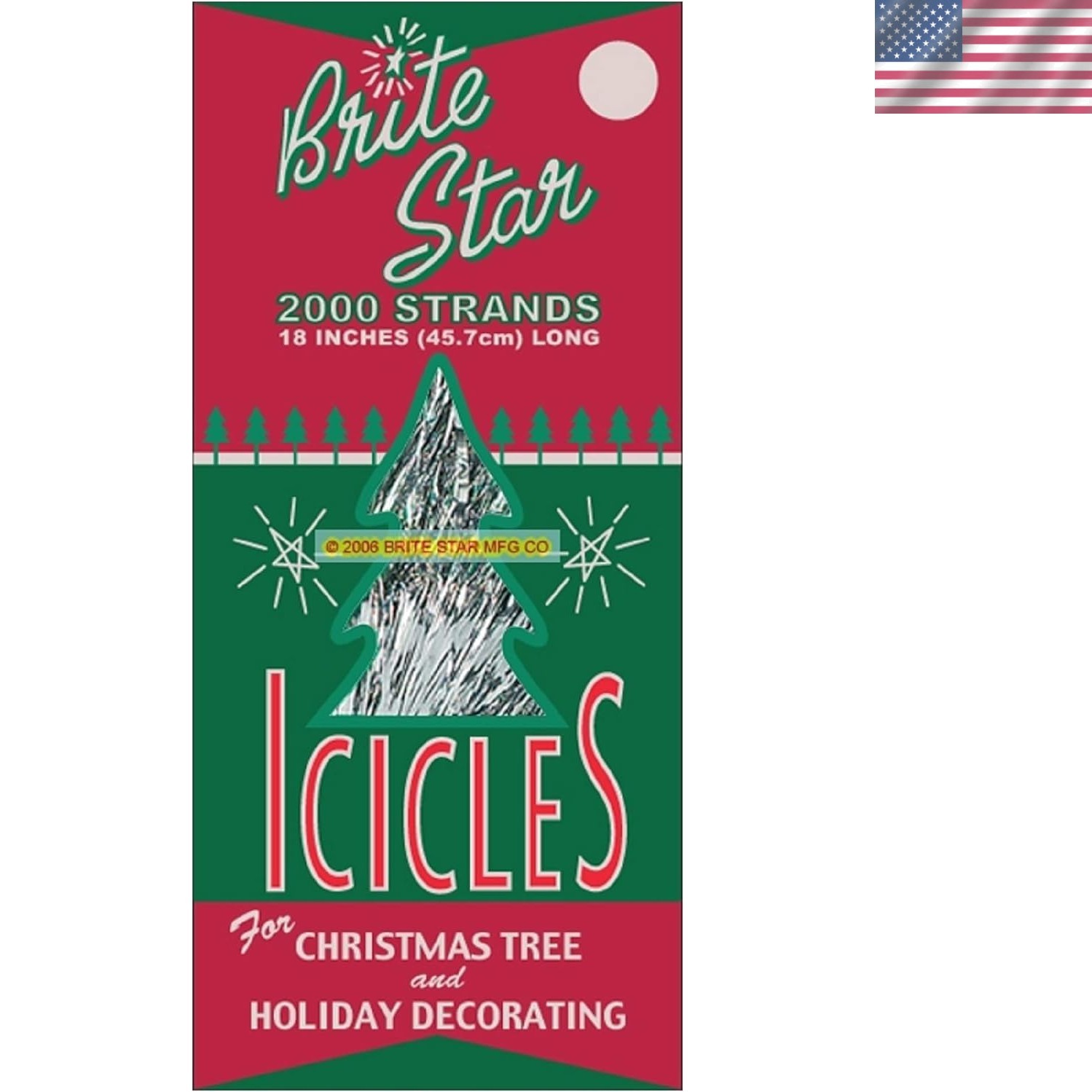 Icicles Tinsel,Polyvinyl Chloride, 2000 Strand, Silver, Count
