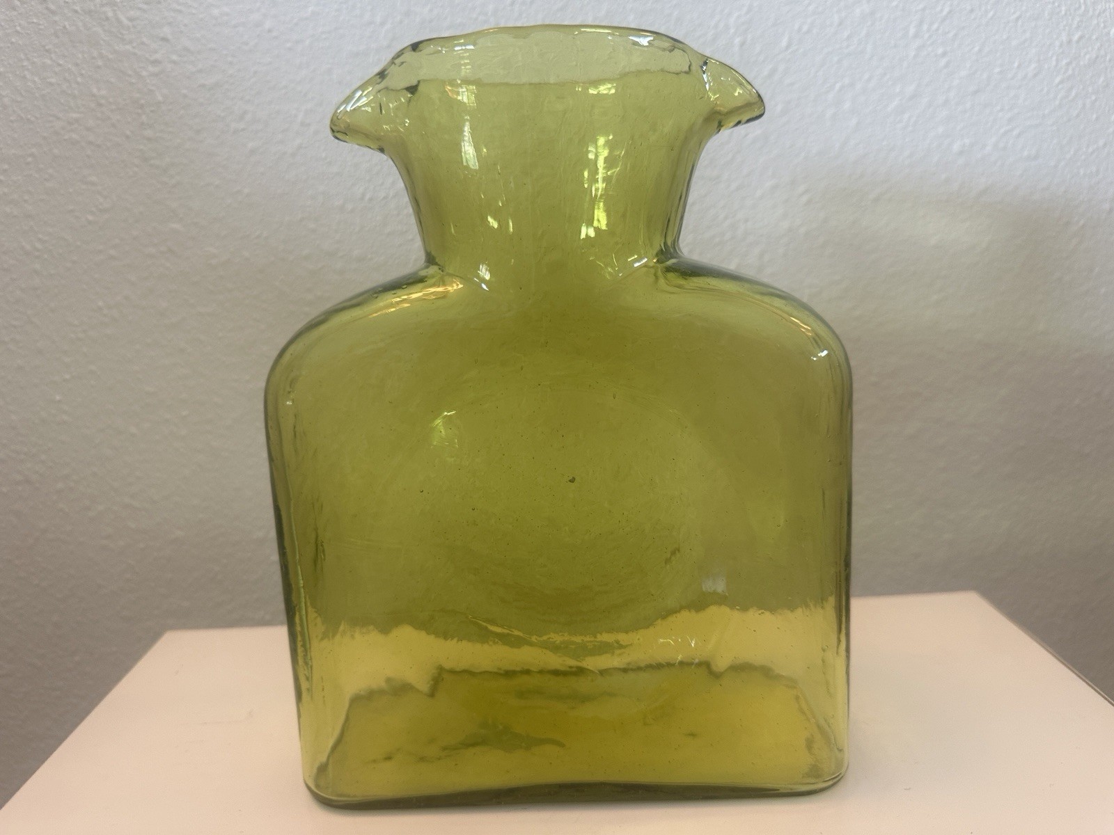 Vintage Blenko Glass #384 Green Double Spout Water Pitcher MCM Hand Blown Glass
