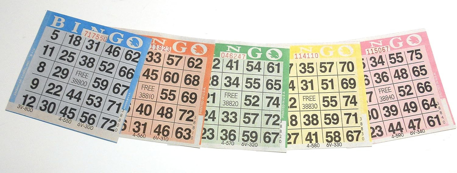 1000 Bingo Paper Cards (200 Books 5 Colors Ea!) by
