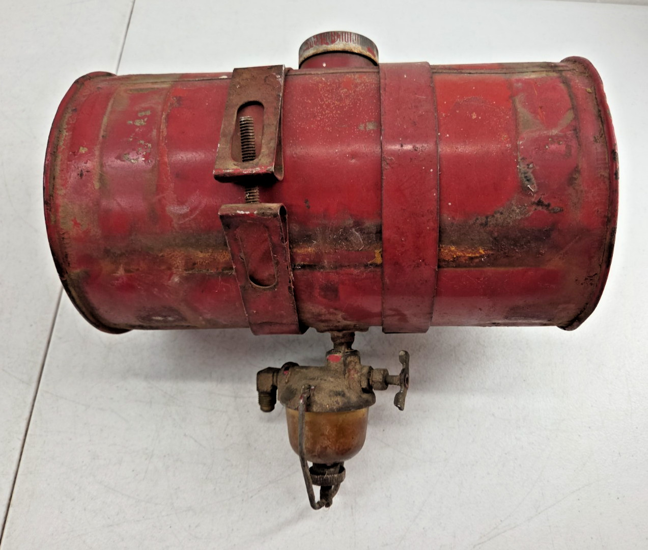 Vintage Mulsifier Garden Tractor Small Engine Metal Gas Tank Round Red Fuel Tank