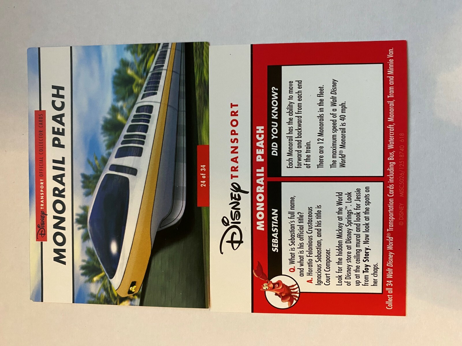 Walt Disney World Transport Official Collector Cards Monorail Peach 24 of 34