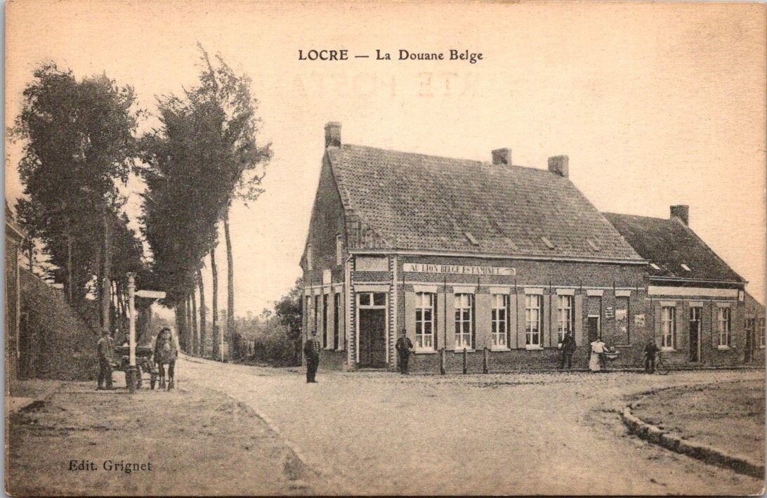 Antique RPPC DB Customs House Locre Belgium Au Lion Belge Estaminet c1900s