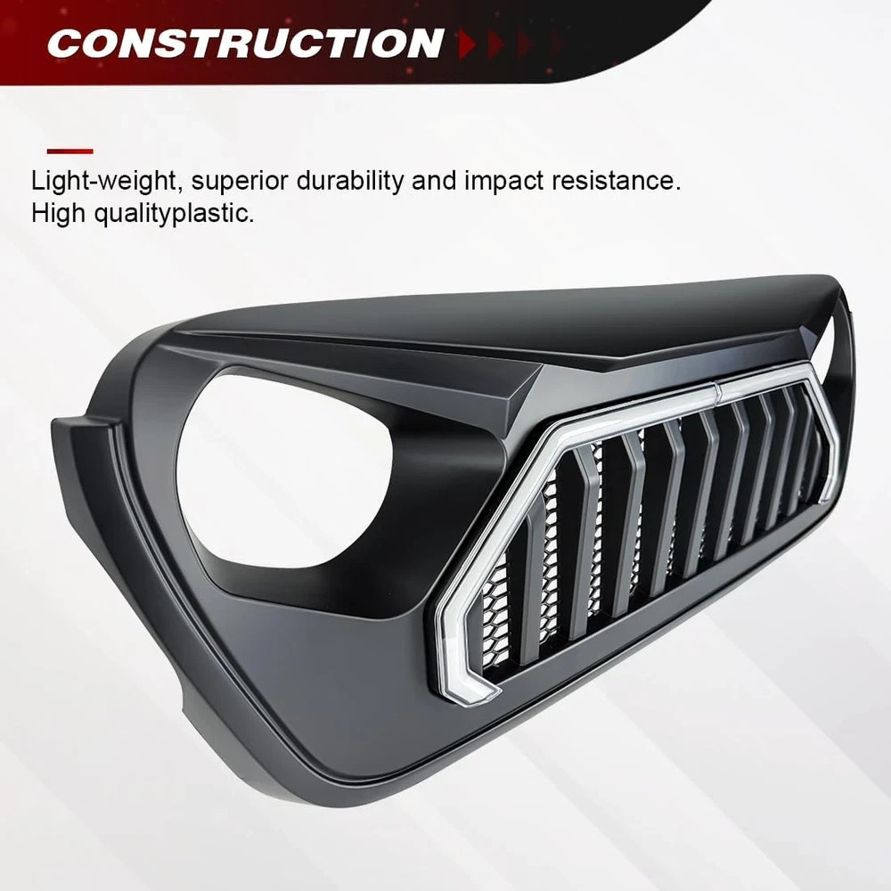 Front Goliath Grille Compatible with 2018-2026 Jeep Wrangler JL JLU Gladiator JT