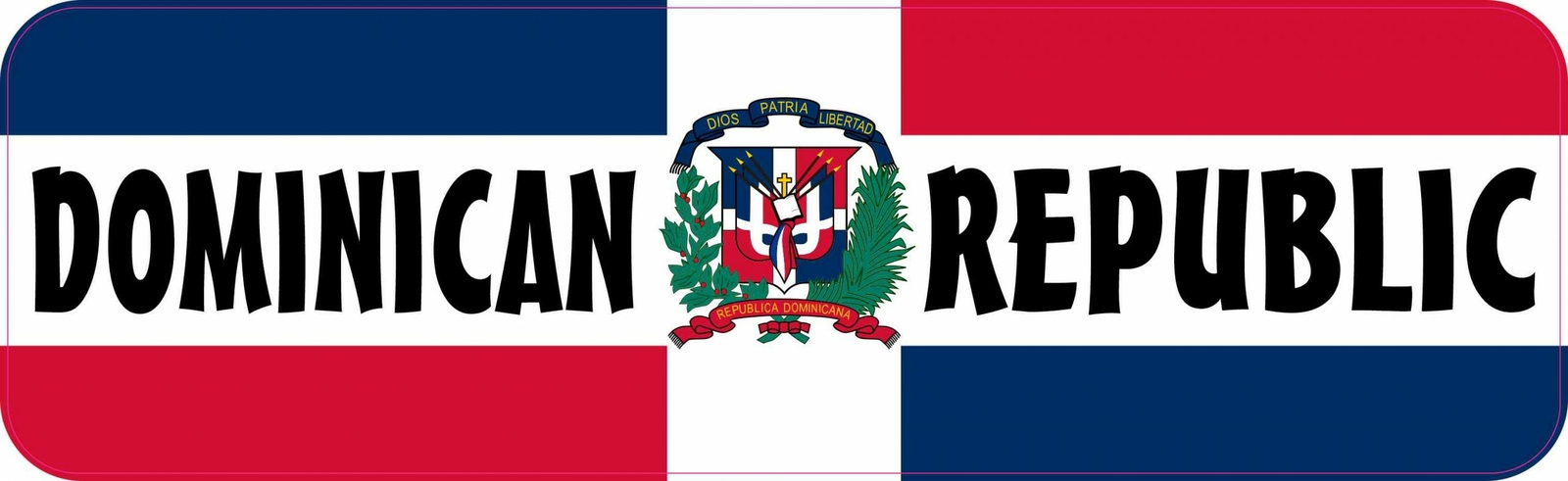 10in x 3in Labeled Dominican Republic Flag Vinyl Sticker Vehicle Bumper Decal