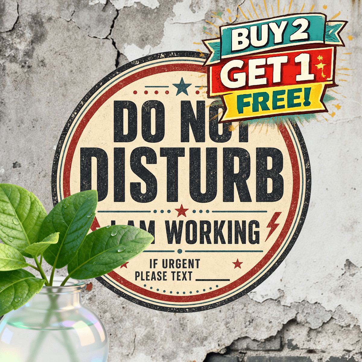 Do Not Disturb Artist At Work Round Metal Sign Studio Room Decor Plaque 8×8
