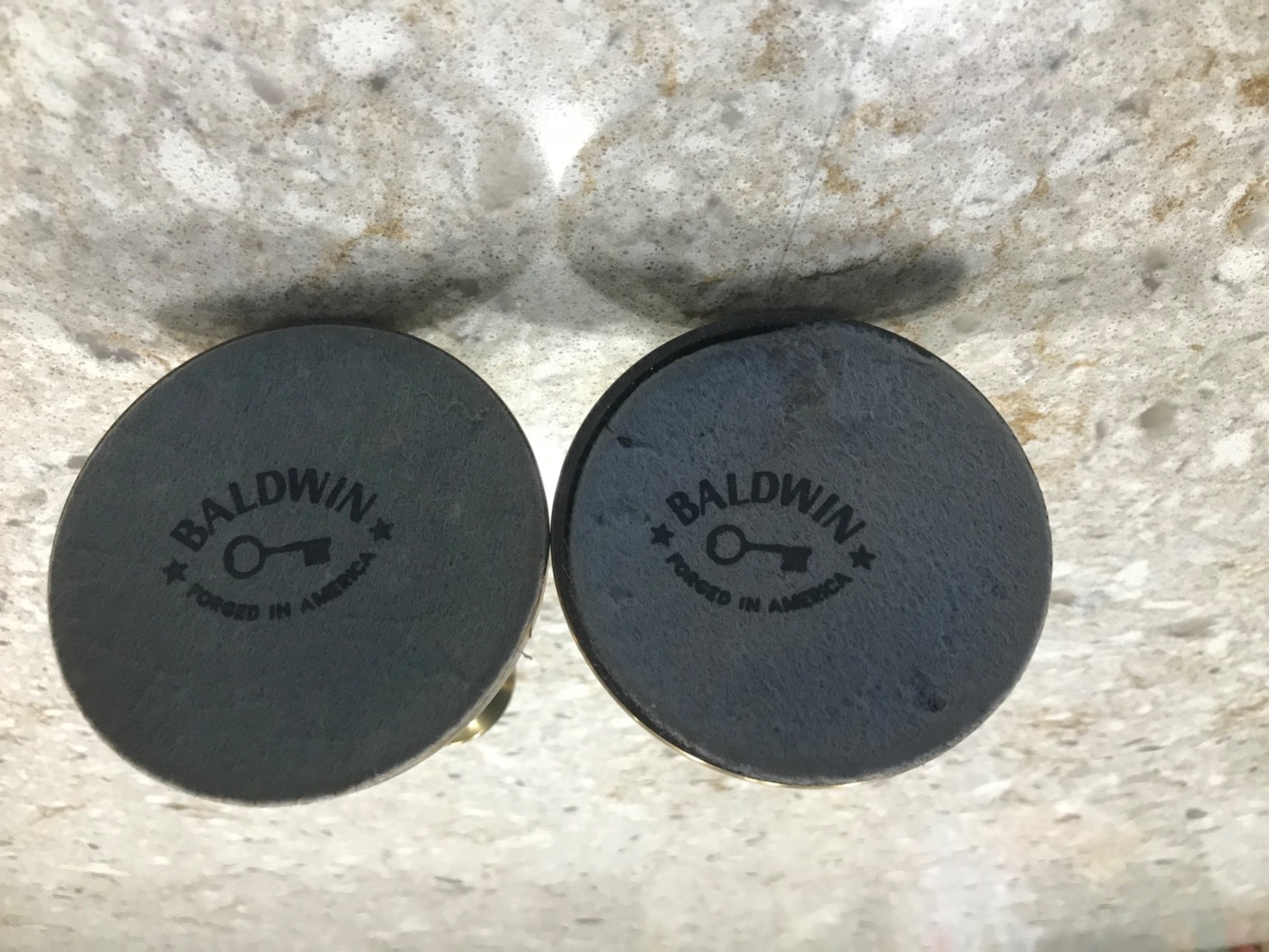 PAIR OF BALDWIN SOLID BRASS ROUND BASE 4.75 INCH HIGH CANDLE STICKS