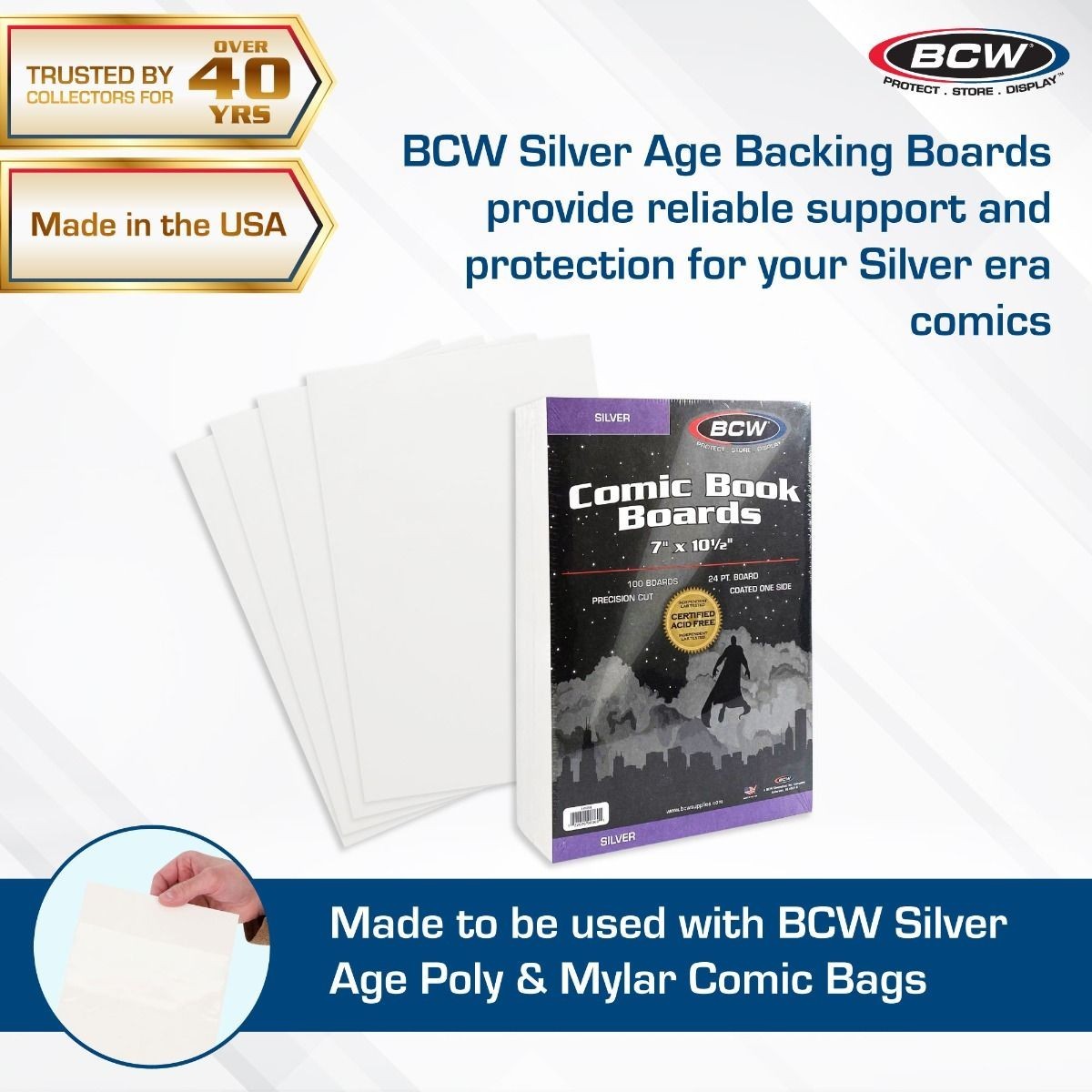 50 – BCW Archivals Regular / Silver 2-Mil Mylar Comic Book Bags & Board Set