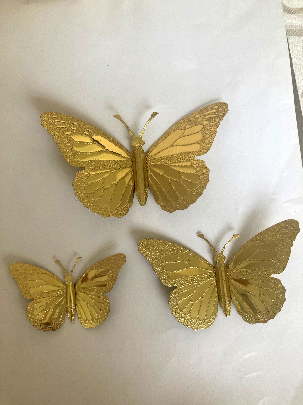 Vtg Homco Gold Tone Butterflies – Wall Decor Set of 3 – Light Weight Metal