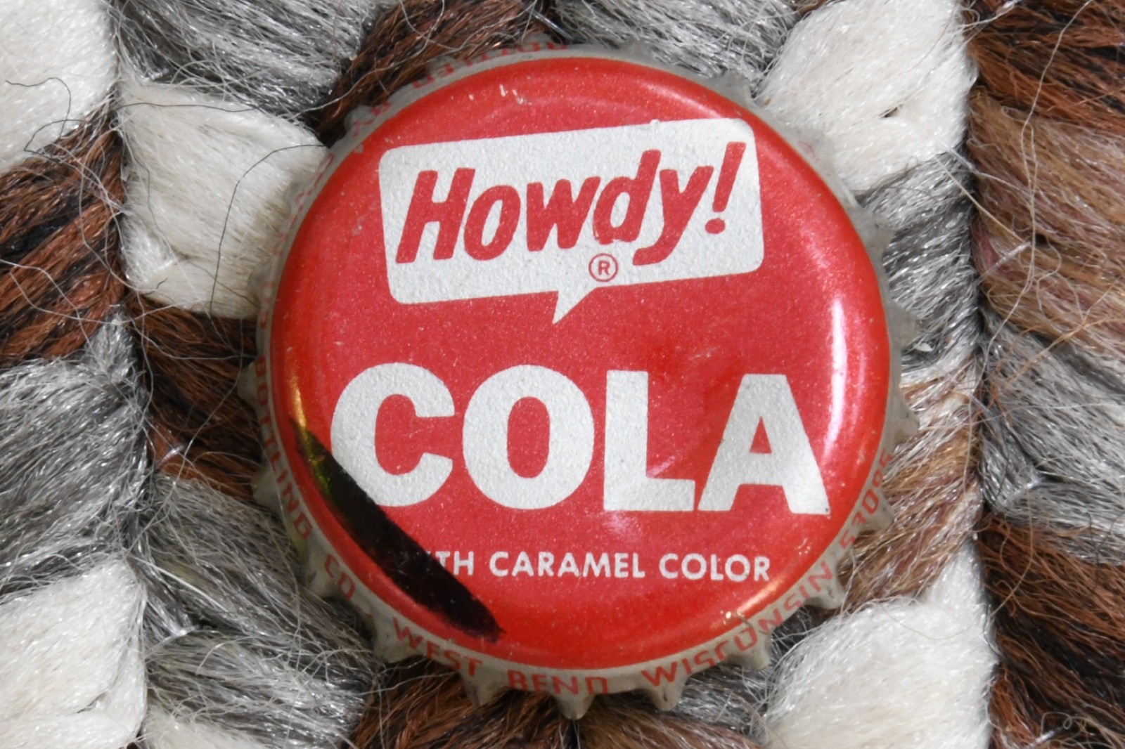 Howdy Cola soda Bottle Cap used Cork-Lined from 7-Up Bottling Co., West Bend, WI