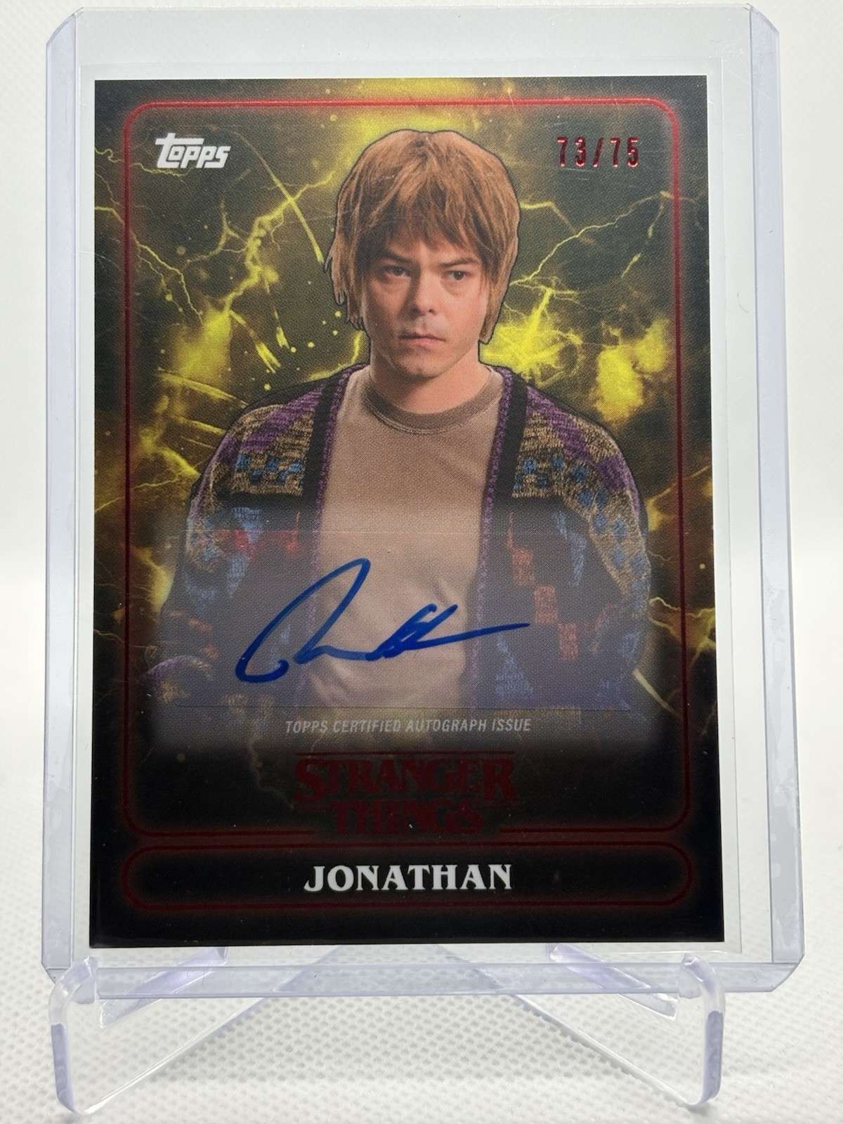 2025 Topps Stranger Things Charlie Heaton as Jonathan Auto Yellow /75