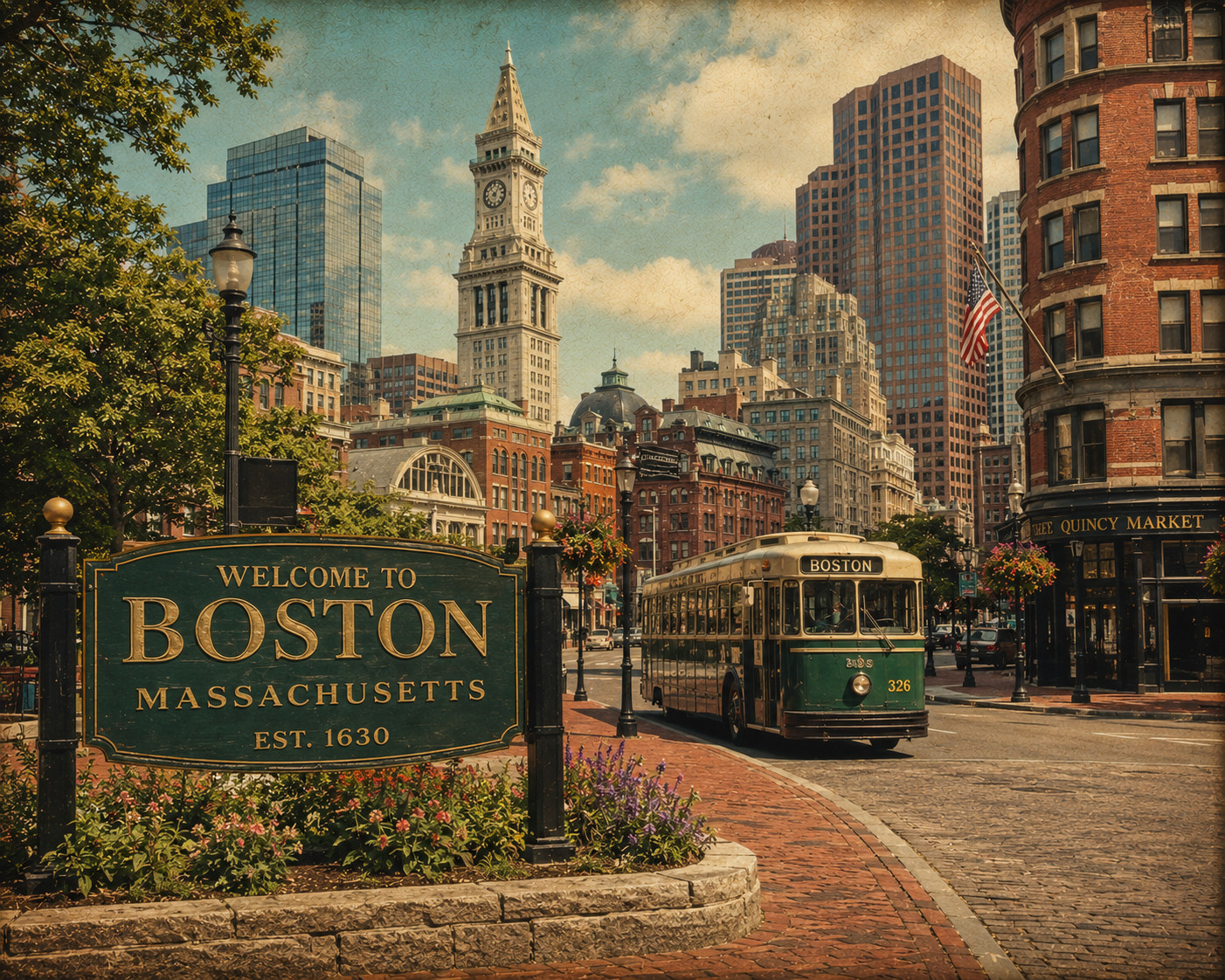 PT55 Vintage Boston, Massachusetts High Quality Colorized Photograph 8X10 inch