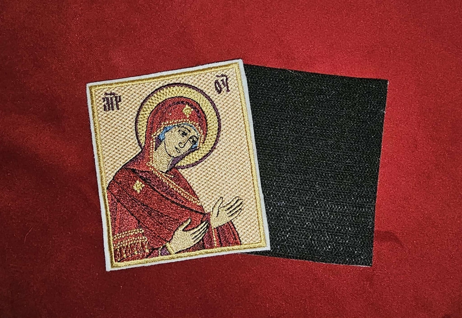 Orthodox Embroidered Icon – Hook Backed – 3.35 x 3.94 in – Handmade in USA