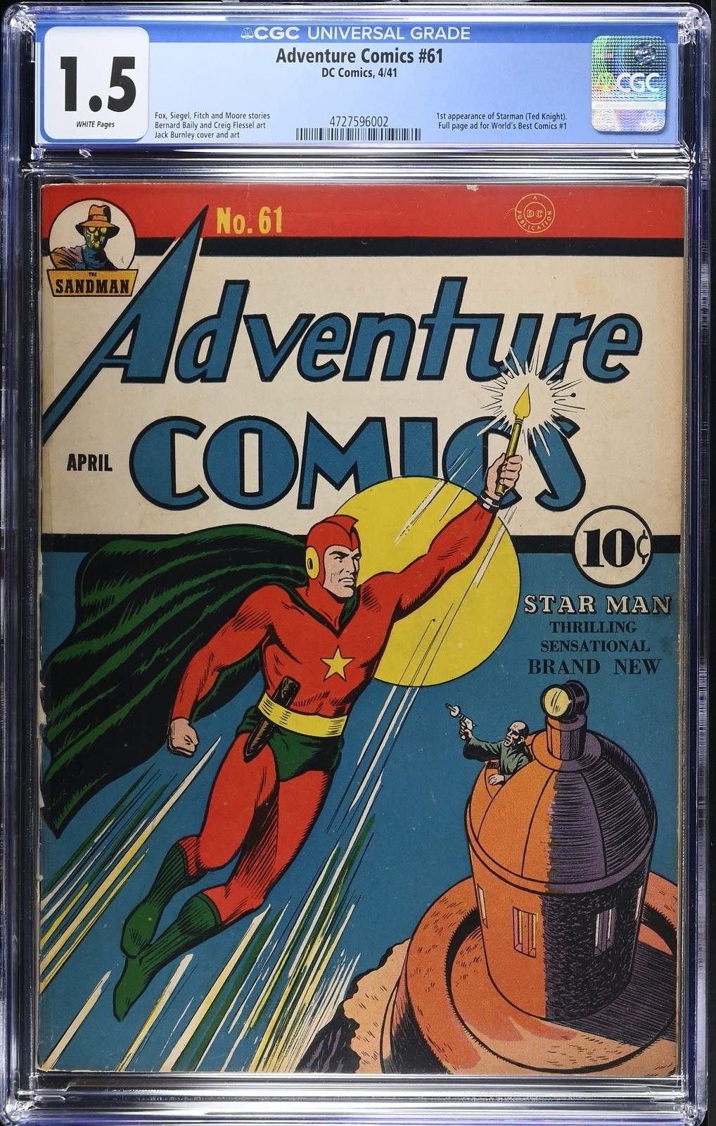 Adventure Comics #61(1941) CGC 1.5, First Appearance Of Starman, Presents Great