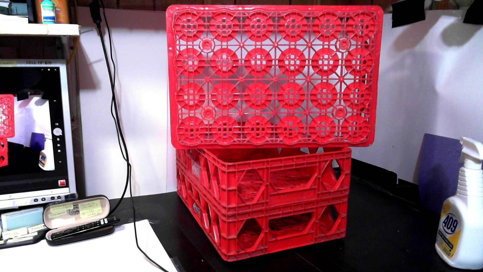3 Vintage Red Plastic Coca-Cola Stackable Soda Crates very good cond. Free Ship