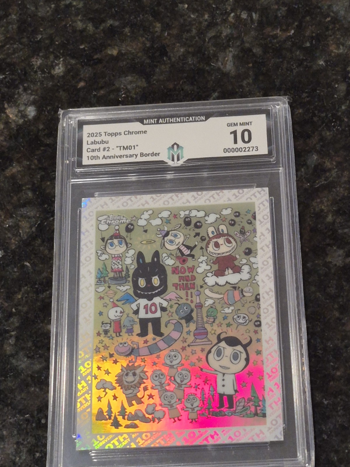 100% Authentic-Topps Chrome The Monsters TM01 10th Anniversary Cert #000002273