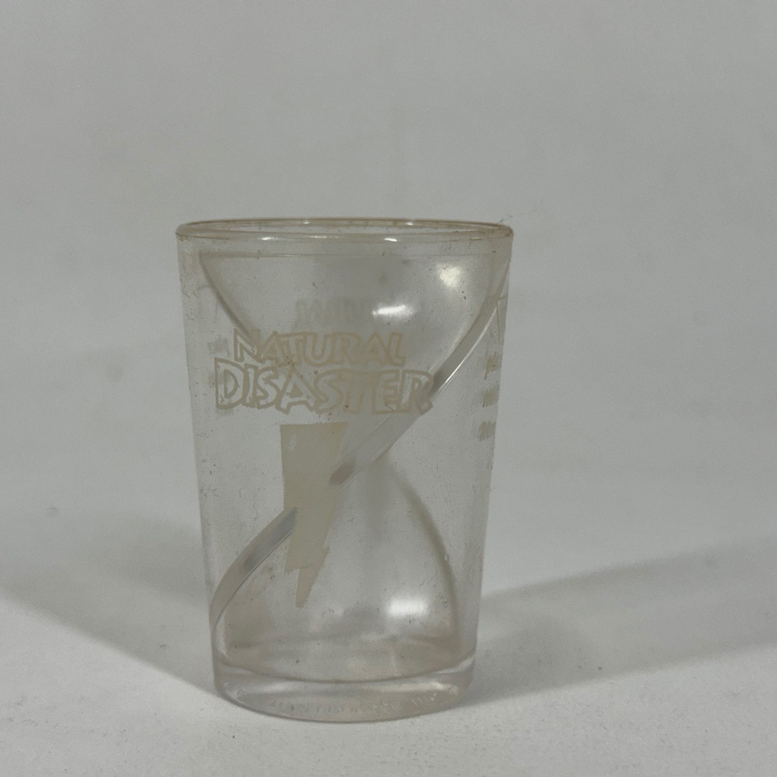 Natural Disaster Novelty Shot Glass Clear Plastic Spiral Divider Lightning Bolt