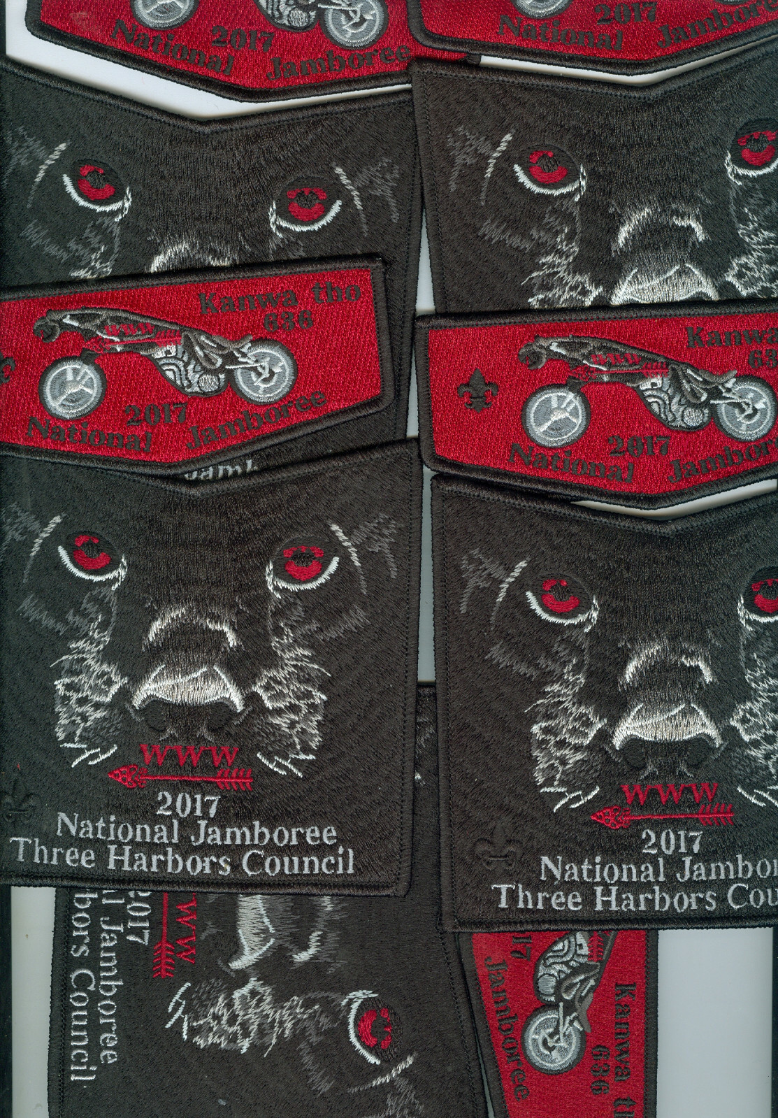 Lot Of 5 MINT BoyScout OA Lodge 636 (Kanwa-Tho) “Harley Davidson” 2-Pc Flap Sets
