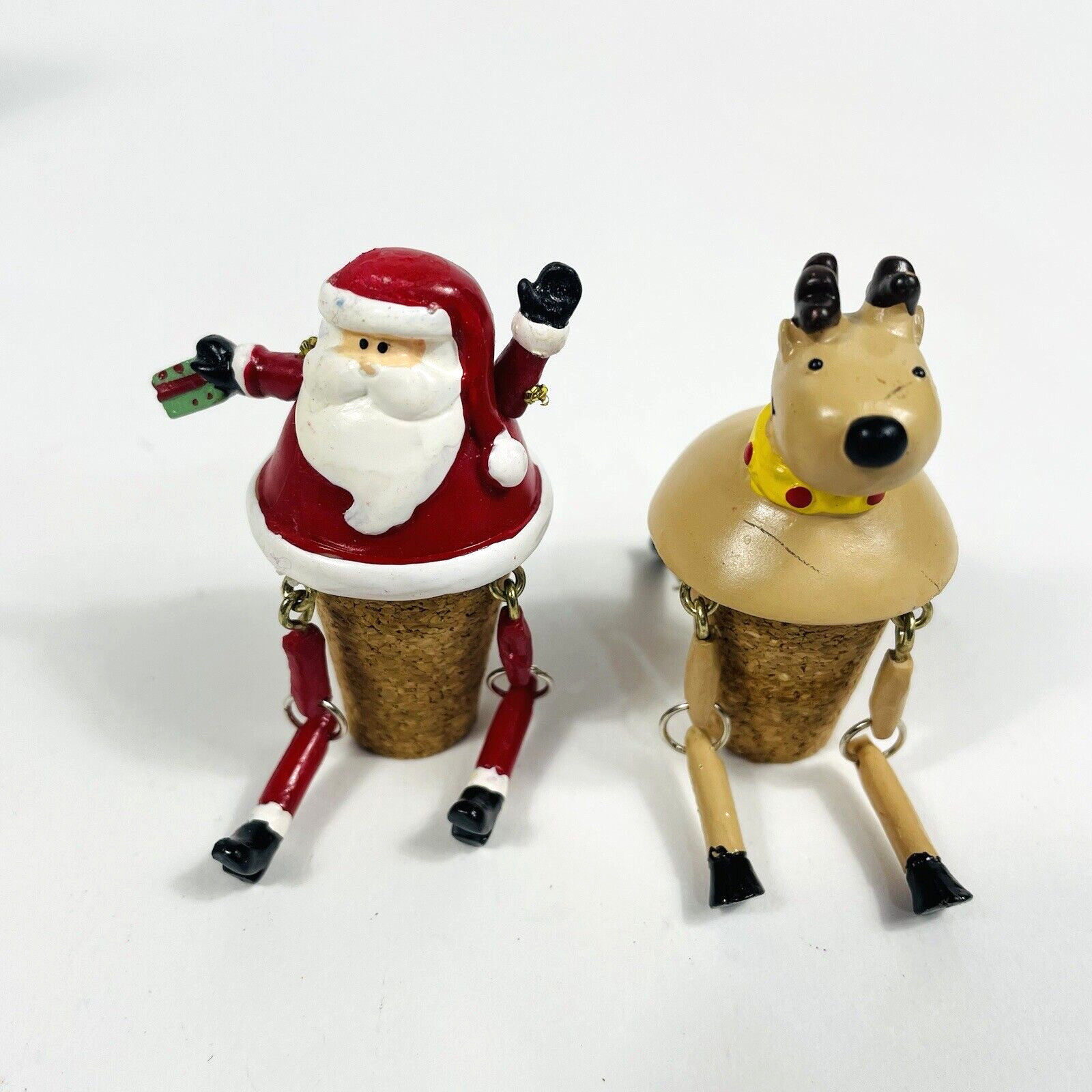 North Pole Pals Bottle Stopper Set/2 #85602 Christmas Santa and Reindeer 2002