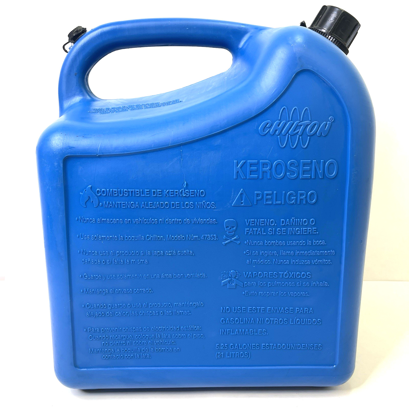 Vtg Kerosene Can Blue Plastic Vented 5 1/4 Gallon Chilton