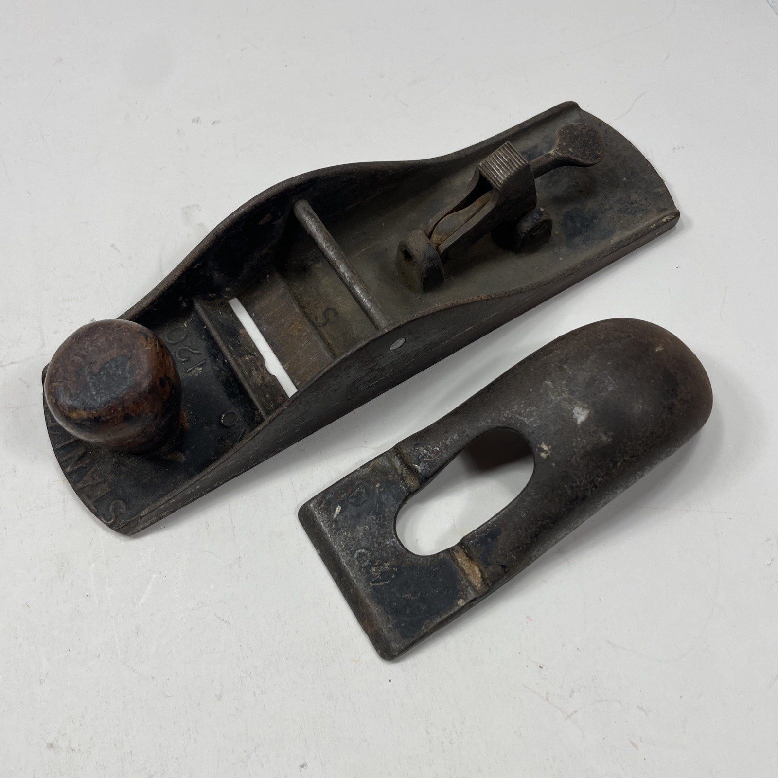 Stanley Vintage Steel Plane No 120 Cast Iron Tool Wood Handle Missing Blade