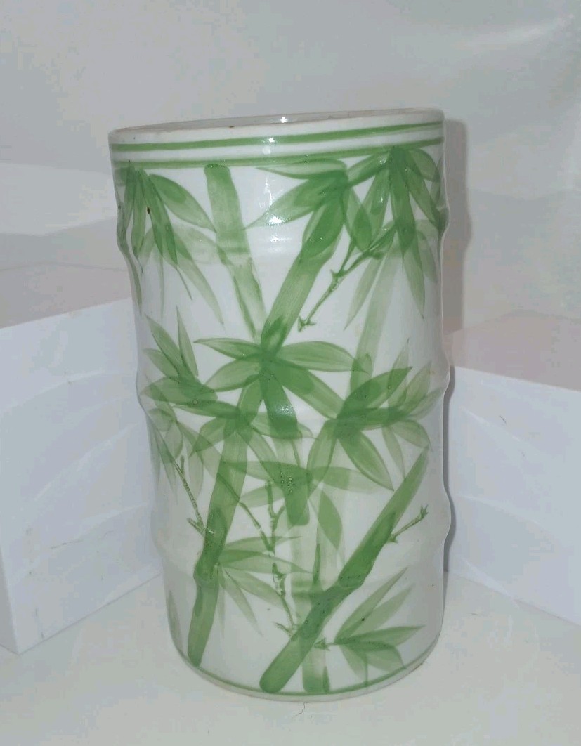 Garden Oriental Ceramic Vase – Lucky Bamboo 6″ X 3 1/4″