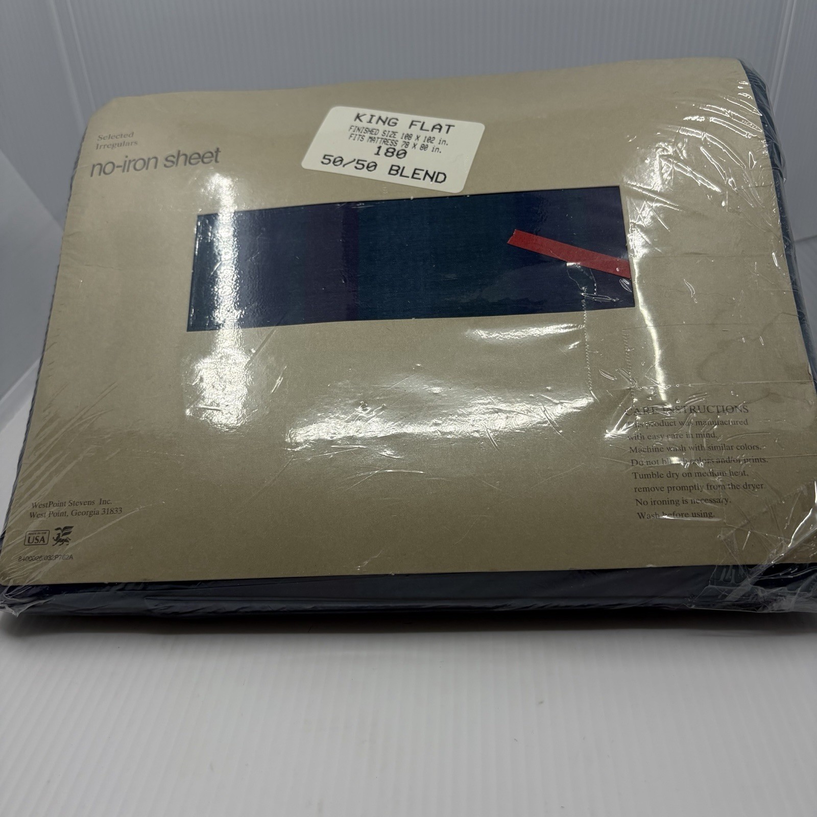 WestPoint Stevens Cotton/Polyester Blend No-iron Sheet King Flat USA Made, New