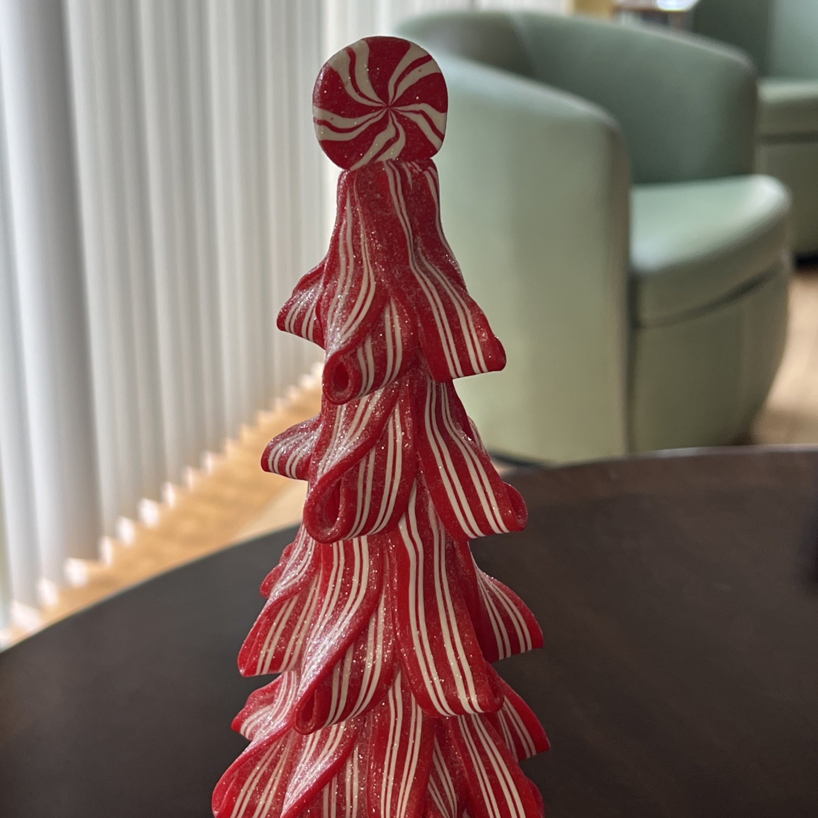 Red And White Peppermint Candy Christmas Tree Table Decor – 12”