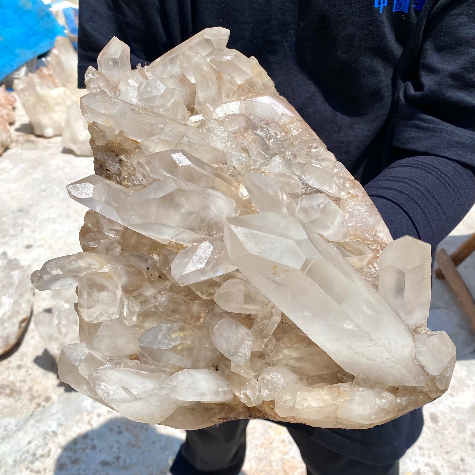 16.17LB Large Natural clear white Quartz Crystal Cluster wand point healing.