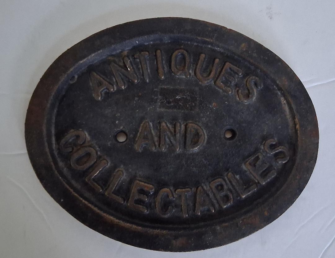 ANTIQUES COLLECTABLES Sign 7.5 Inch Heavy Cast Iron Home Office Gift