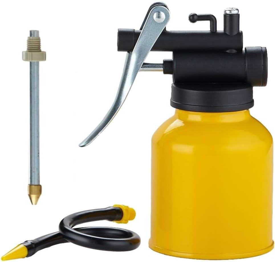 Hand Pump Oiler Can Professional Level 8oz Capacity with Metal Long Flex Spout