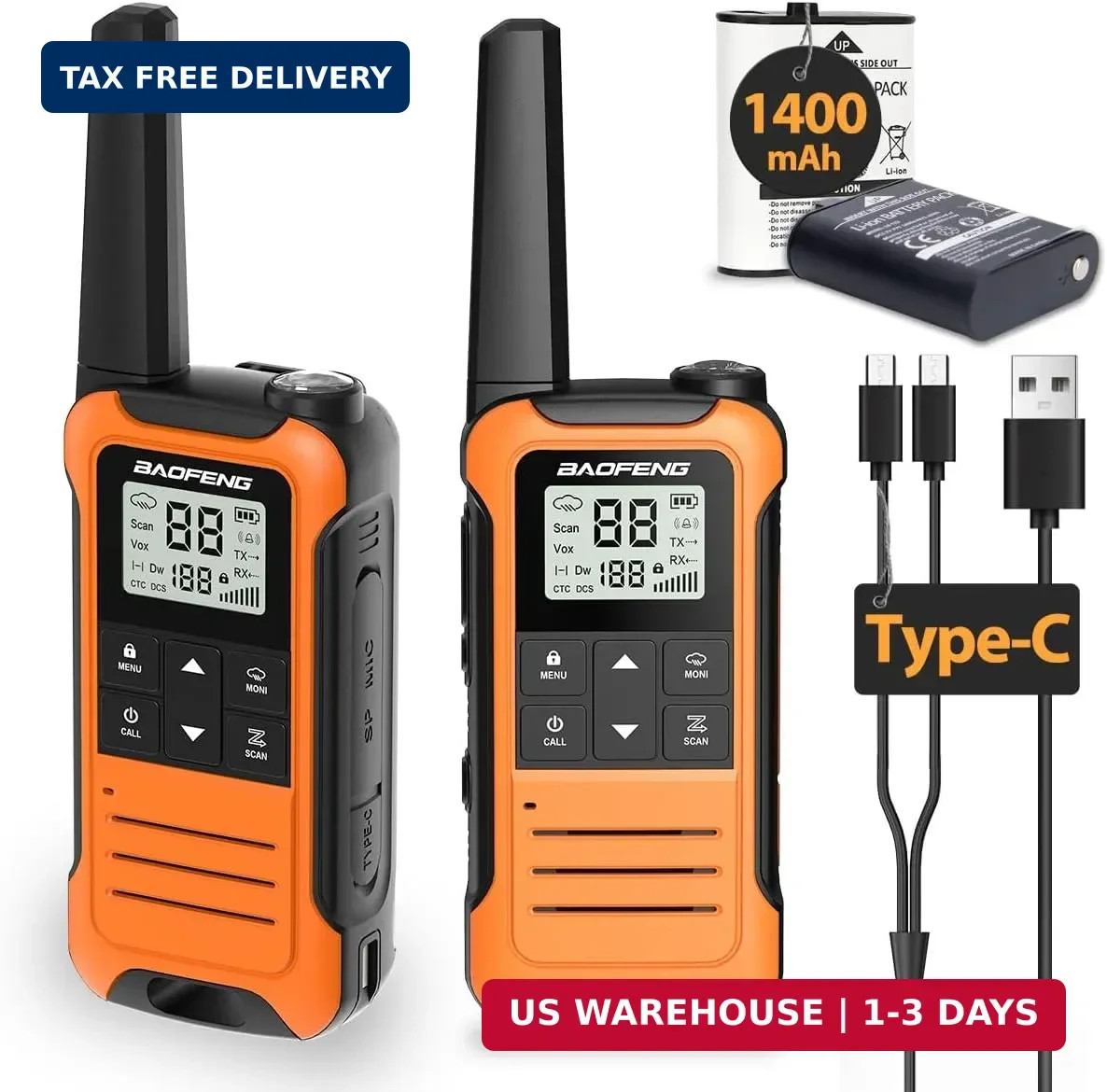Walkie Talkies Long Range for Adults, Rechargeable Walkie Talkie Baofeng F22 FRS
