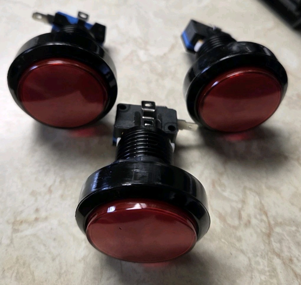3Pc. 46mm illuminated LED Arcade Game Push Button With Micro-switch For MAME