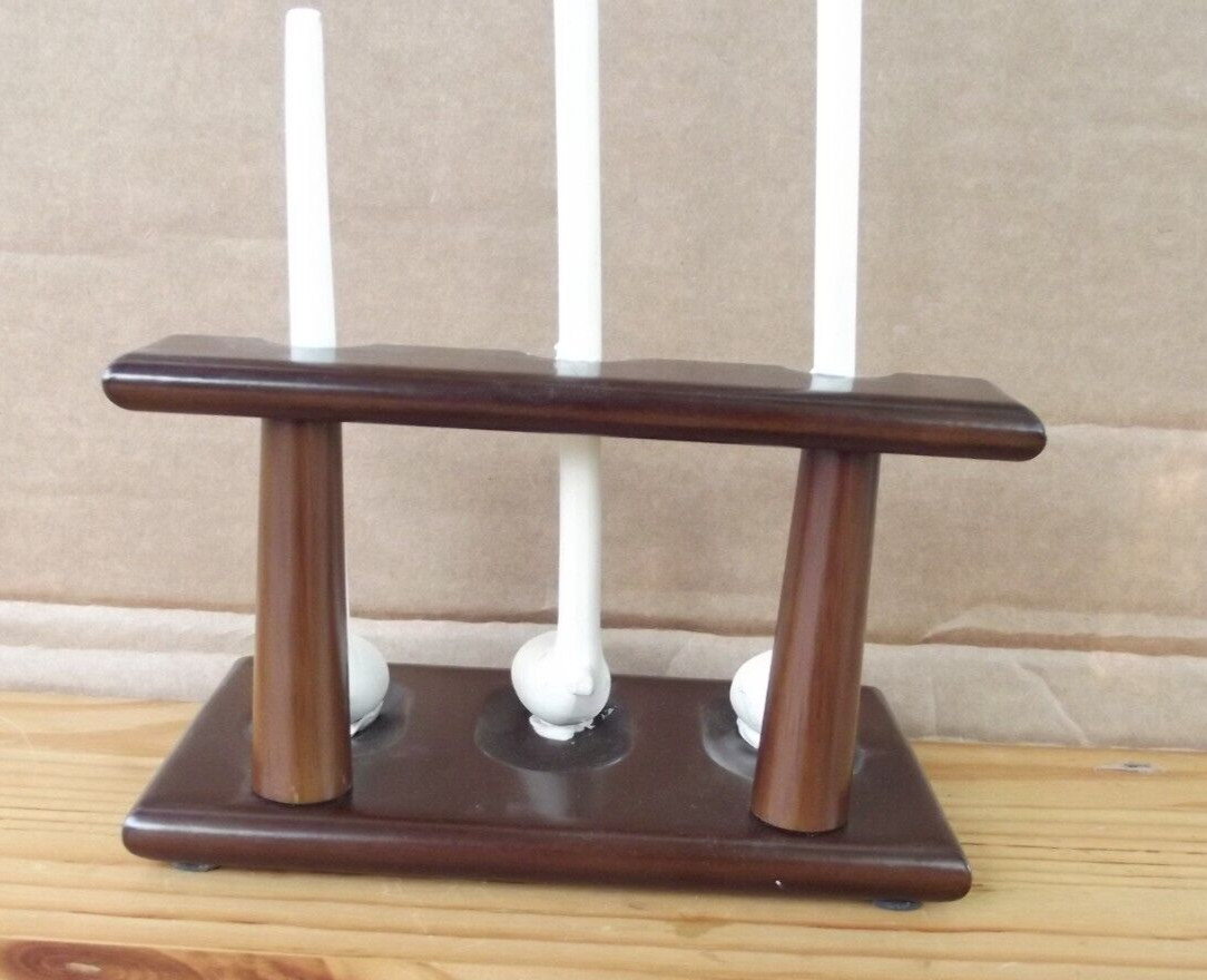 Mitchell Thomas 3 CERAMIC Tabaco Pipe, Wooden Chair Style Stand Rosewood