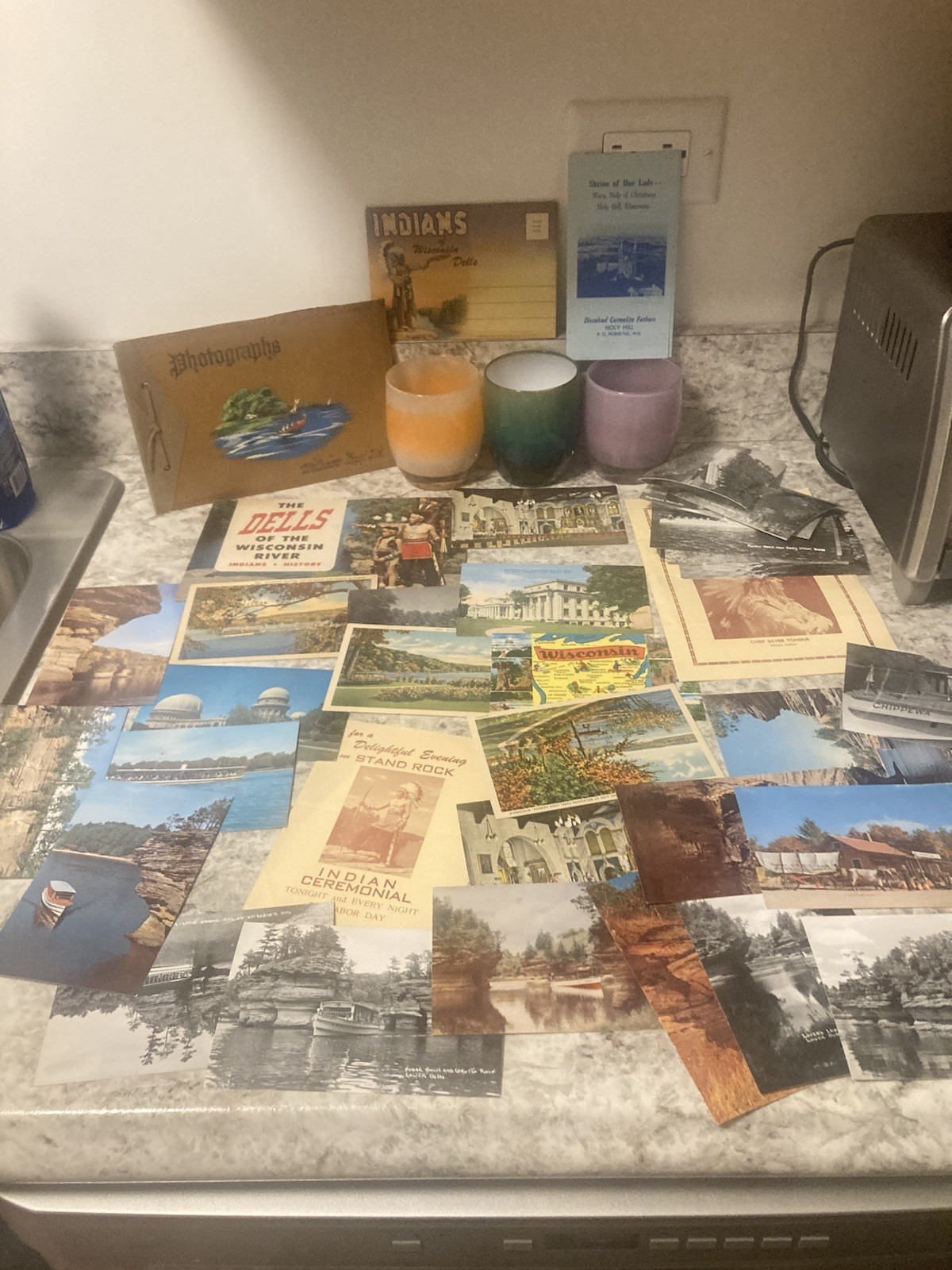 Huge Lot Wis. Scenic Sites Scrapbook Album Postcards Duck Tours Mixed 1950’s Etc
