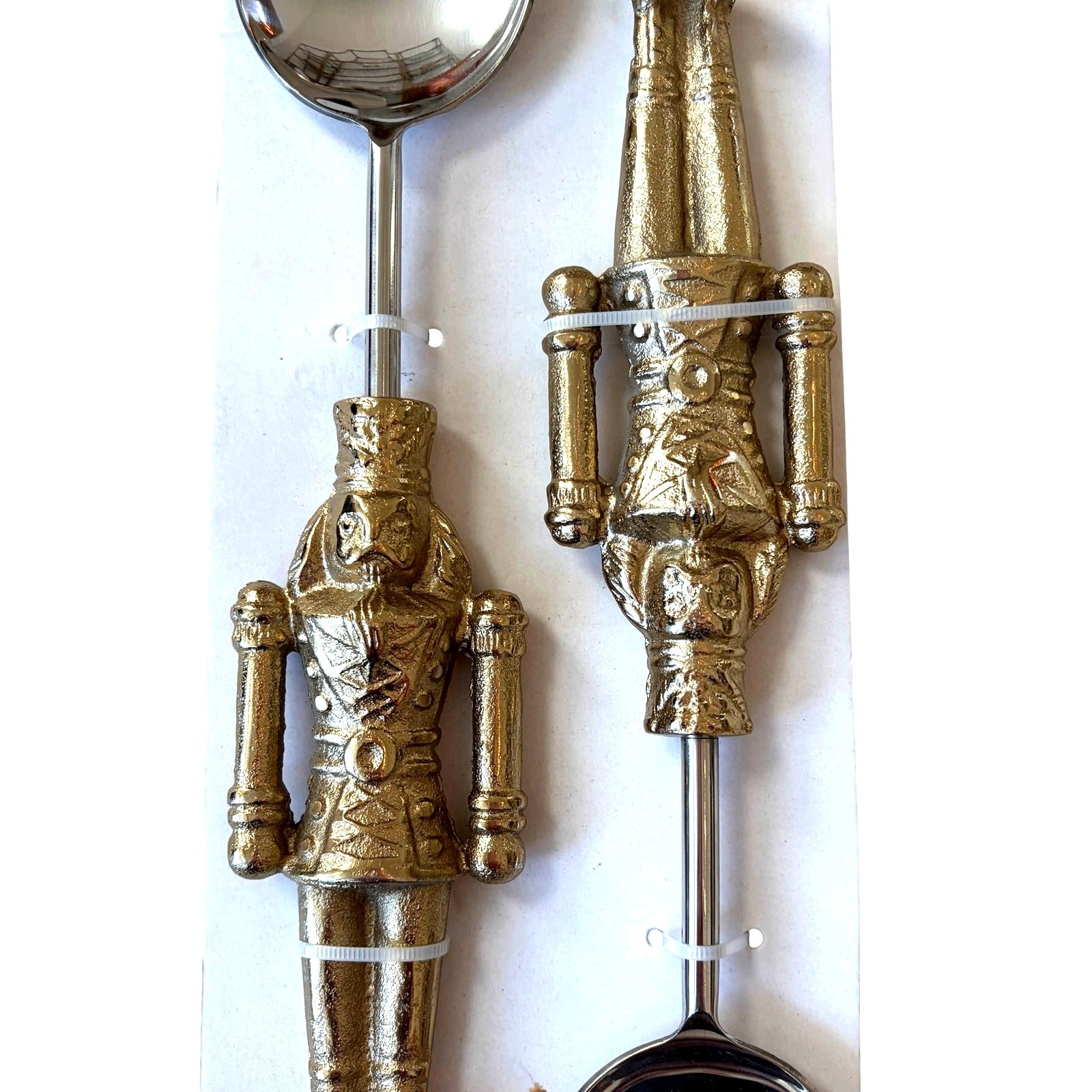 2pc NUTCRACKER Salad Servers 12.5in Gold Christmas Holiday Hosting New