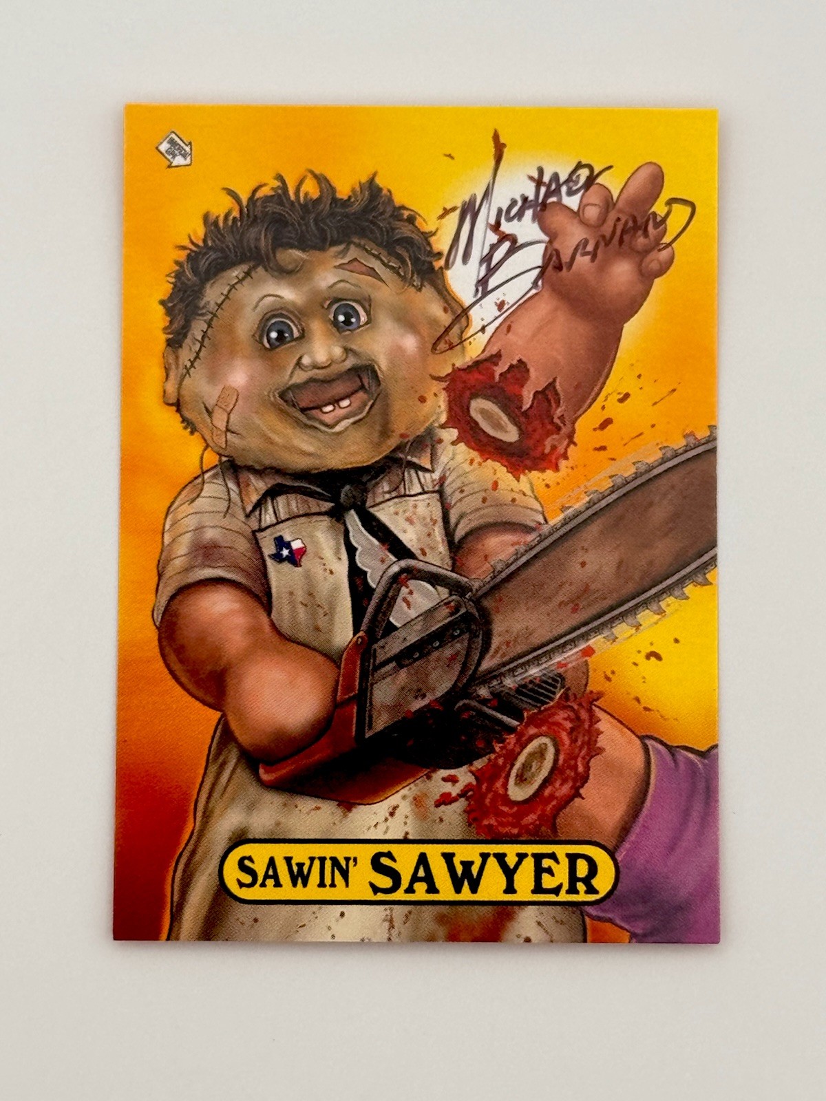 2025 SAWIN SAWYER Garbage Pail Kids Parody Signed By GPK Artist Michael Barnard