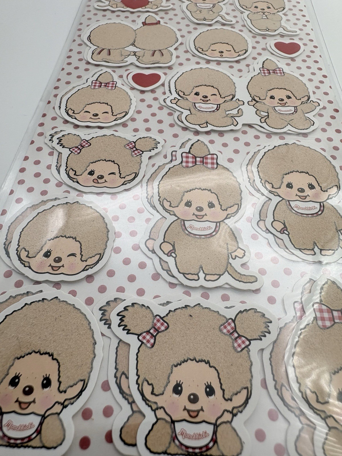 2 Flocked Sheets – Sekiguchi Monchhichi Boy/Girl Assorted Flocked Stickers