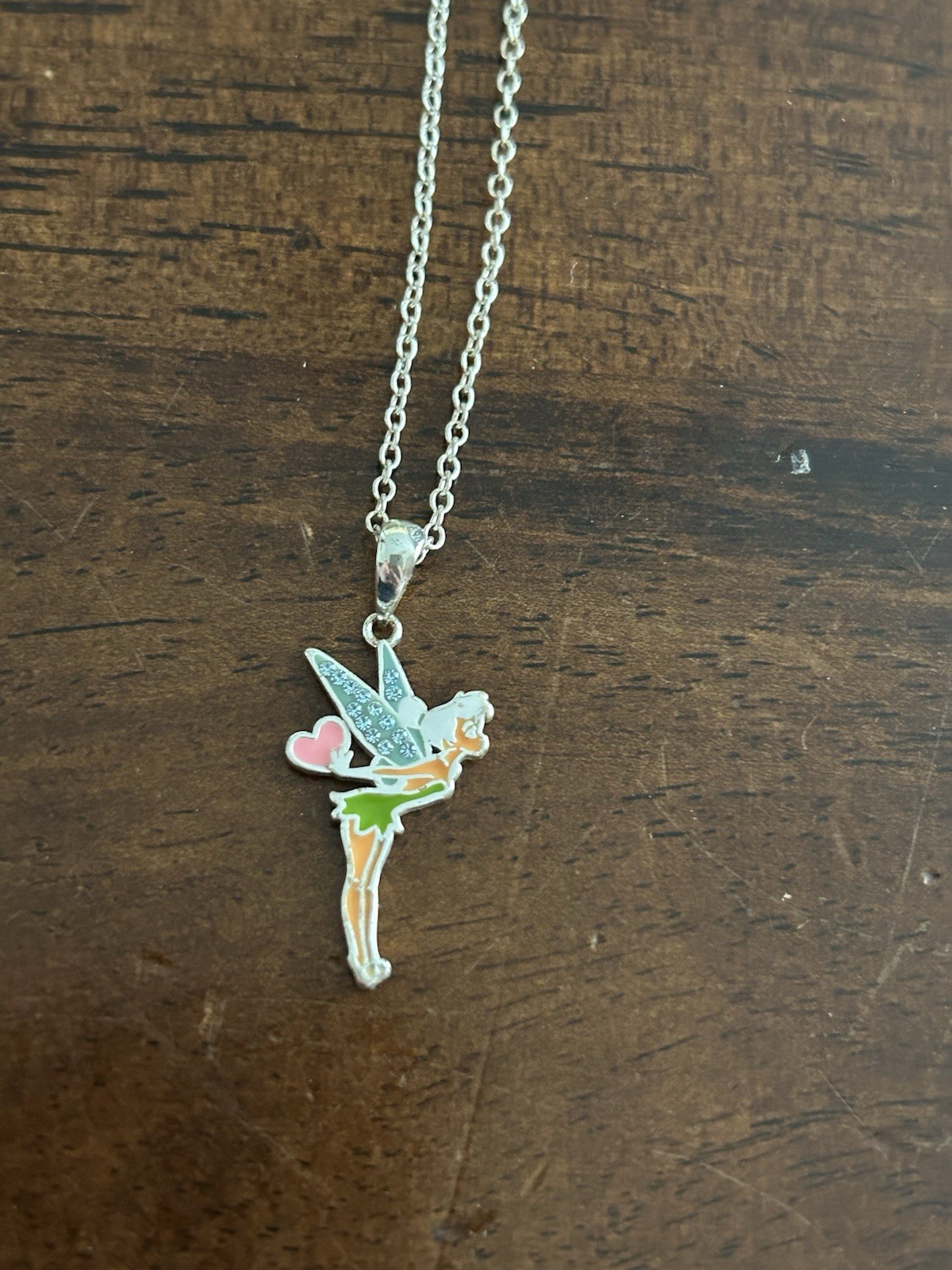 Disney Tinkerbell Silver Pendant Necklace