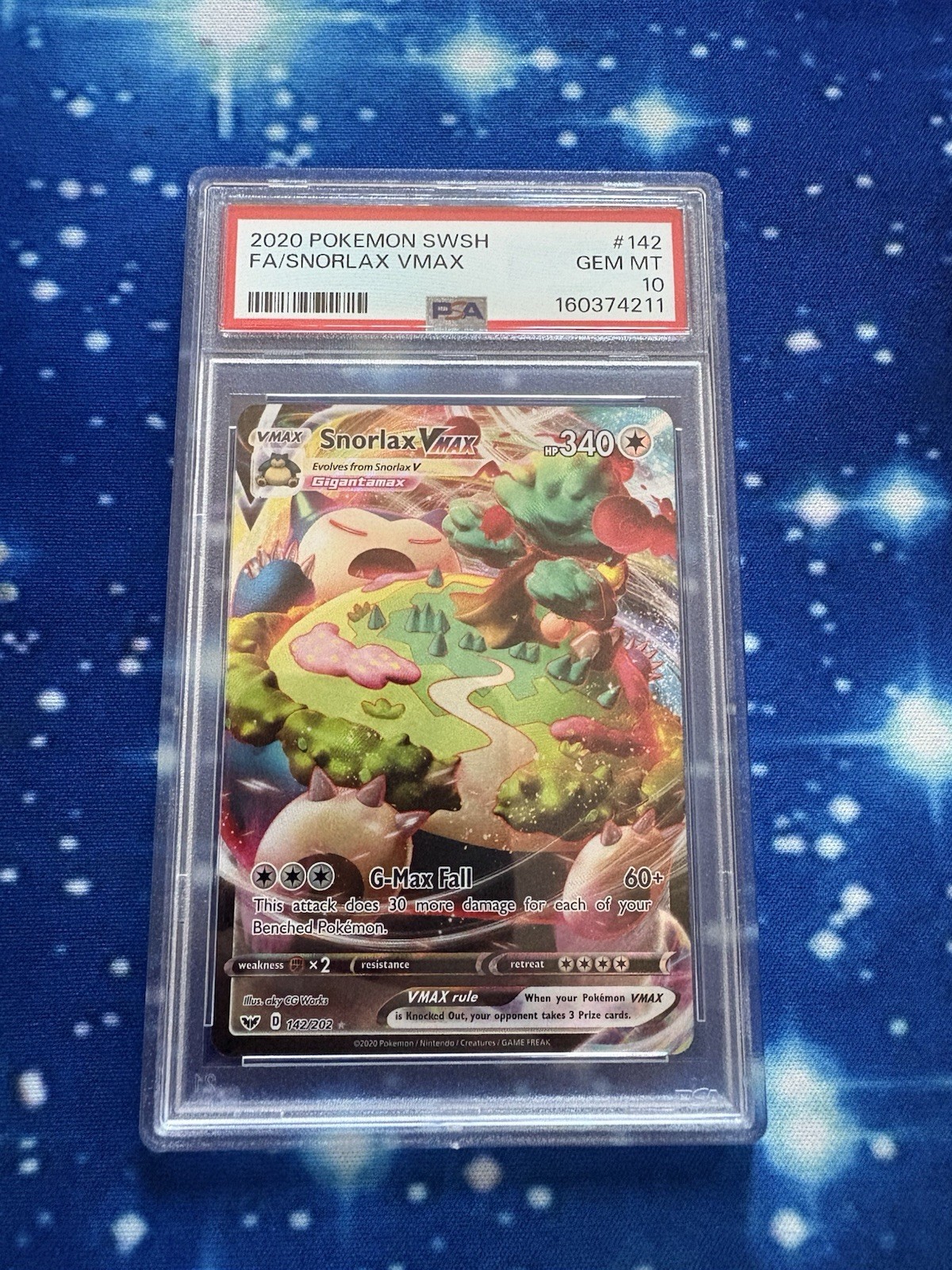 Pokémon TCG Snorlax VMAX Sword & Shield Card 142/202 PSA 10