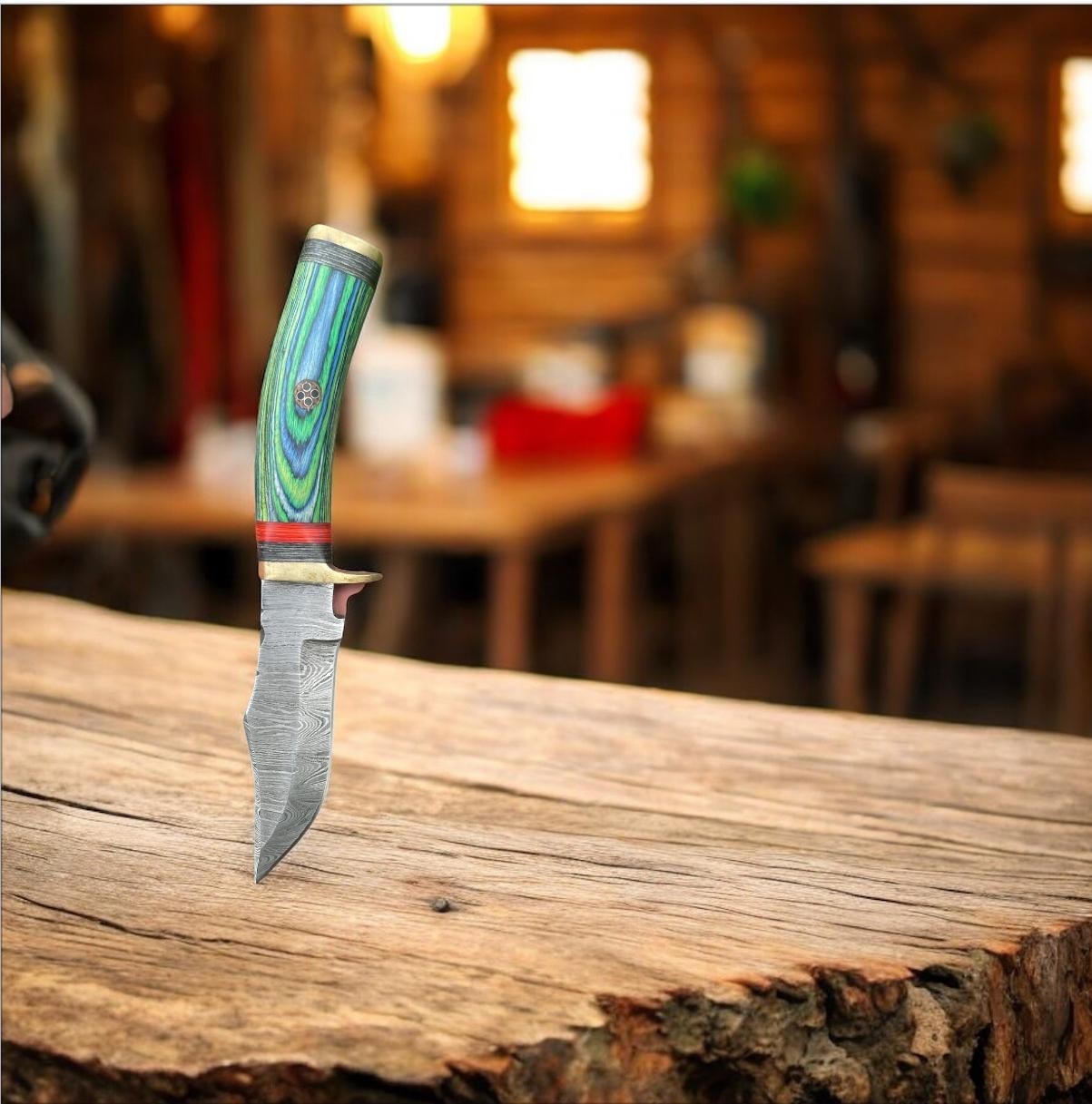 Custom Handmade Damascus Fix blade Hunting Skinning knife Tactical With Sheath