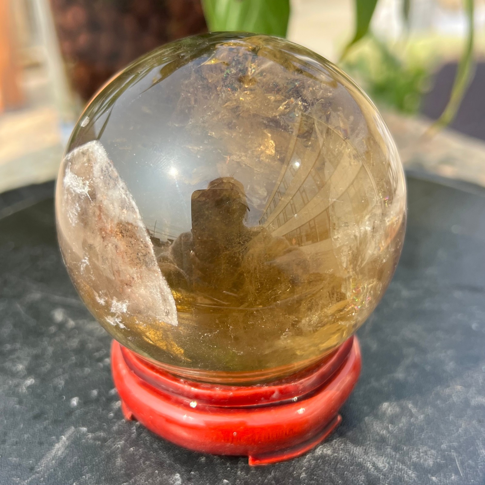 1.5LB Natural Smoky Quartz Crystal Sphere Polished Healing Ball Home Decor