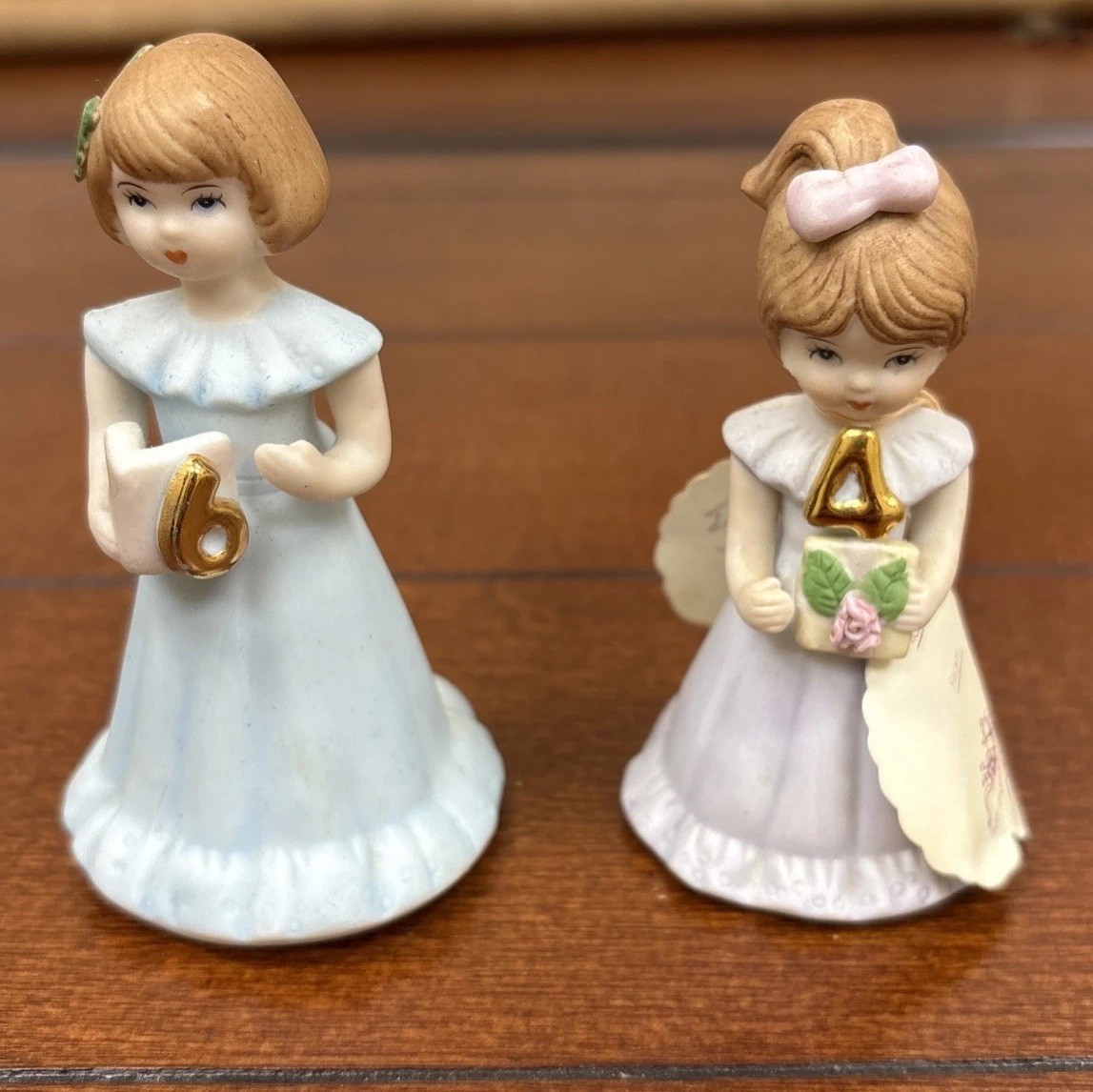Lot of 2 Enesco 1982 Growing Up Birthday Girl Porcelain Figurine. Ages 4 And 6