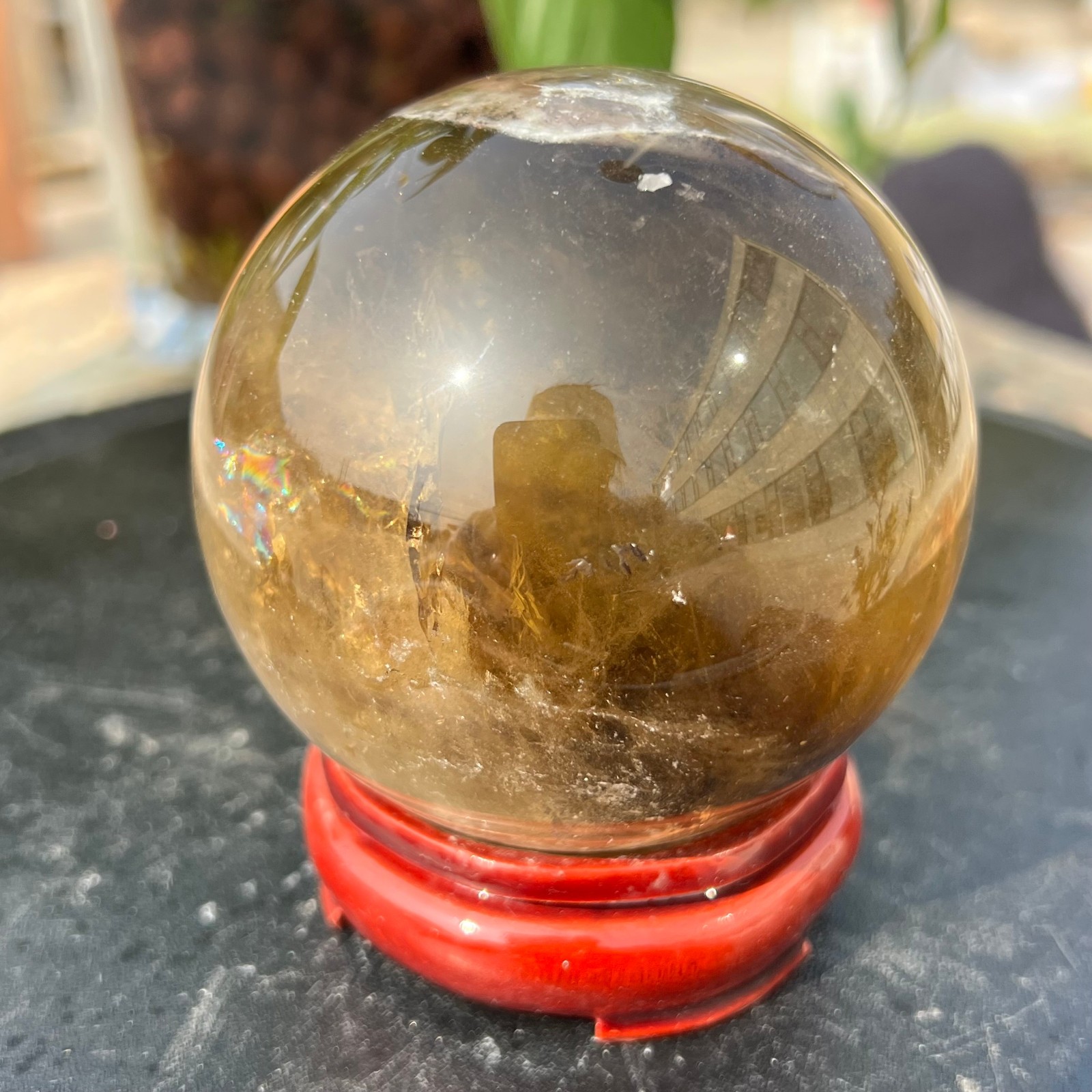 1.5LB Natural Smoky Quartz Crystal Sphere Polished Healing Ball Home Decor
