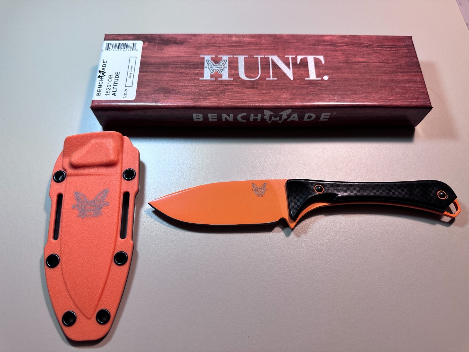 Benchmade 15201 Altitude Fixed Blade Orange Cerakote New Cond No Box See Photos