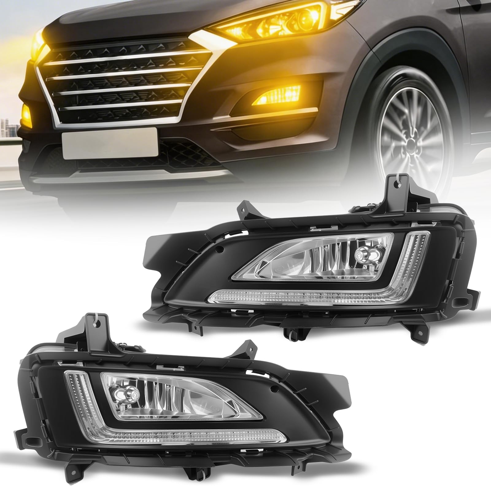 Fog Lights Compatible with 2019 2020 2021 Hyundai Tucson LED Daytime Running …