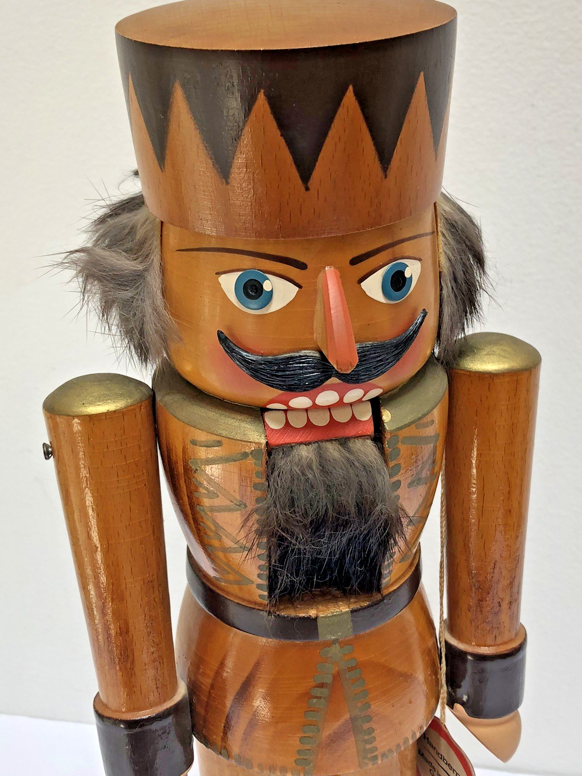 VINTAGE Handbemalt West German Nutcracker 14″ Natural Wood Soldier w/Tag!
