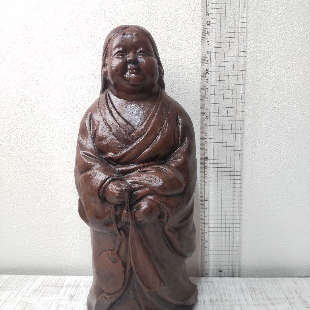 Vintage Bizen Okame Pottery Statue Japanese Ceramic Figurine Otafuku 11.4 inch