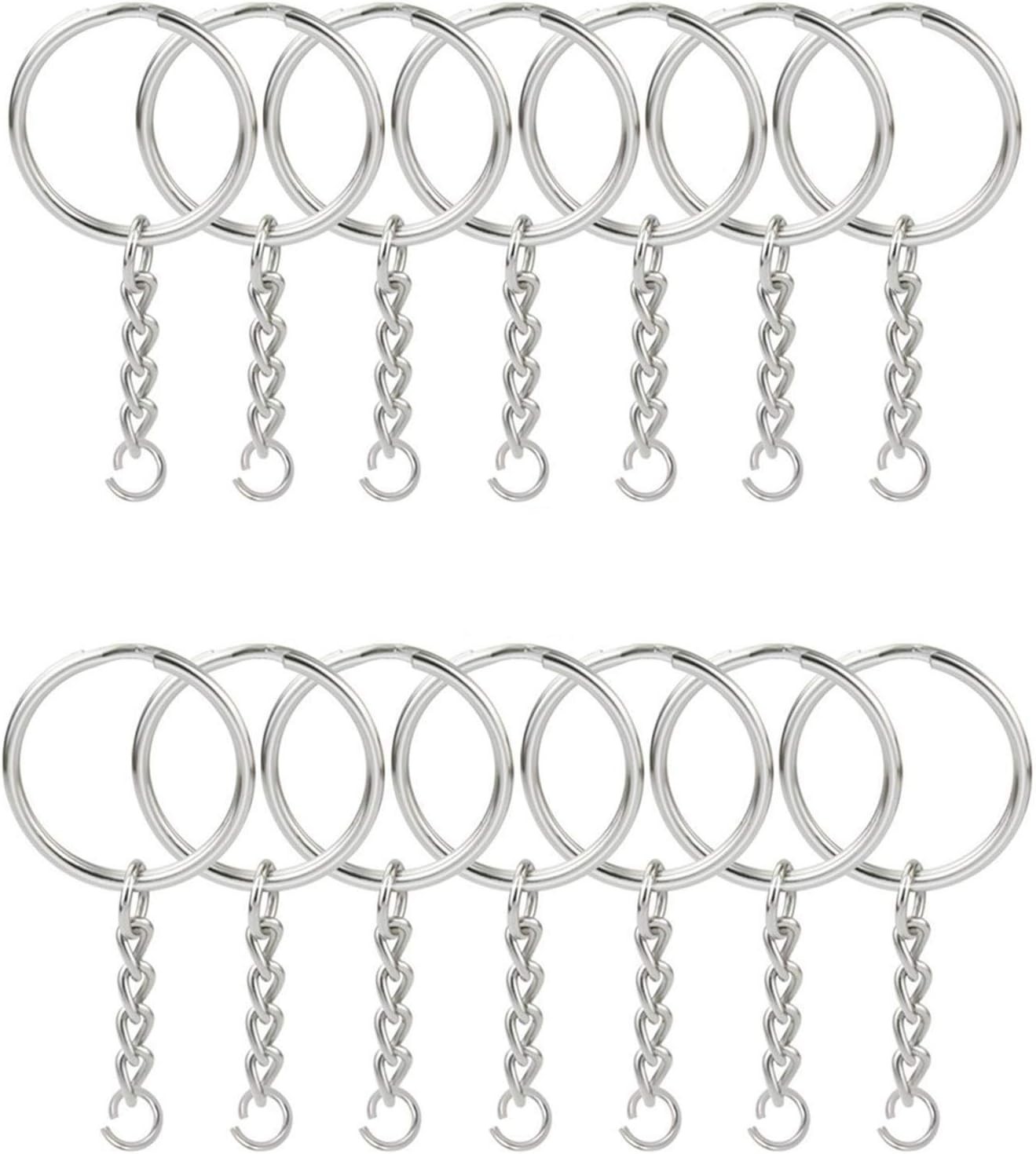 50 Pieces Key Ring Kit with Chains Jump Rings Silver Nickel for DIY Keychains…