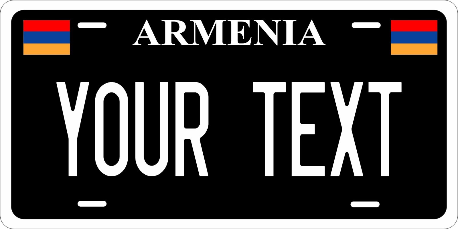 Armenia Black License Plate Personalized Car Bike Motorcycle