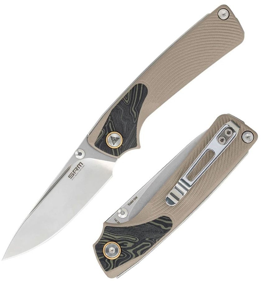 SRM Knives Dome Slipjoint Folding Knife 3″ 14C28N Sandvik Steel Blade G10 Handle